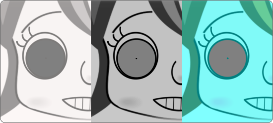 Examples of the color constancy illusion, adapted from Akiyoshi Kitaoka's 'Eye color constancy illusion 2019'